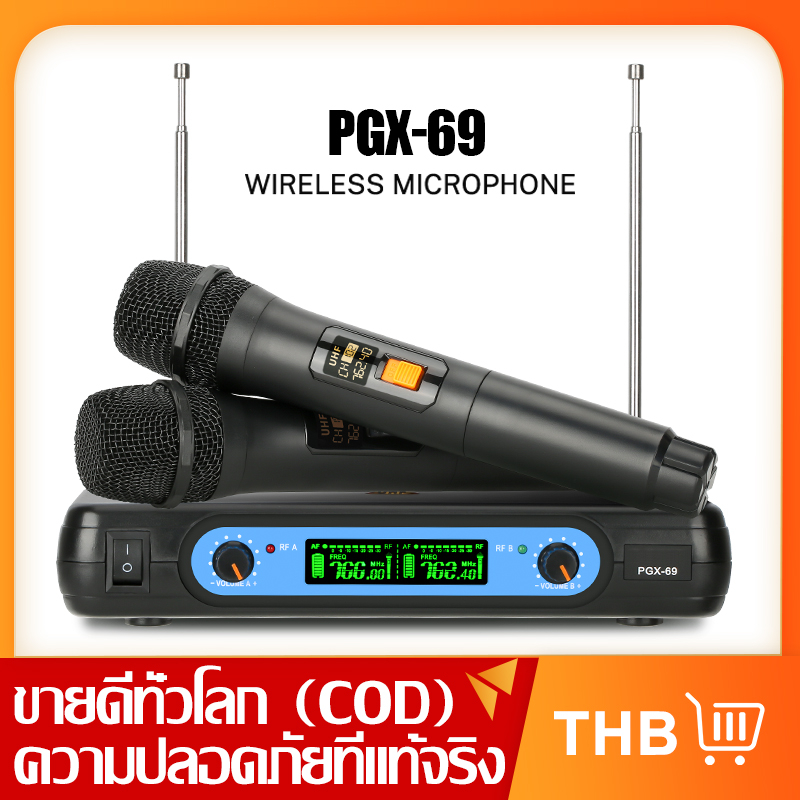 pgx-69ไมโครโฟนไร้สายหนึ่งลาก-2-2-ไมโครโฟนแบบใช้มือถือ-80m-รับระยะทาง-uhf-fm-ระบบไร้สาย-ktv-คอนเสิร์ตเวทีวงเล็บบาร์ข