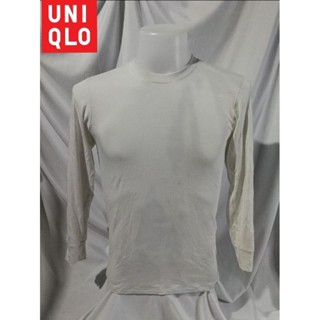 UNIQLO (HEATTECH EXTRA WARM) Brand_2nd hand เสื้อยืดแขนยาวคอกลมสีเทา Size M แท้มือสองกระสอบนำเข้า​