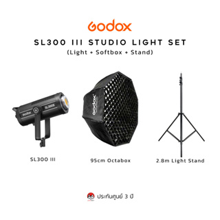 ชุดไฟสตูดิโอรุ่นโปรครบชุด Godox SL300 III LED + Softbox + 2.8m Light Stand ไฟต่อเนื่อง 300W แสงสีขาว ประกันศูนย์ไทย 3 ปี