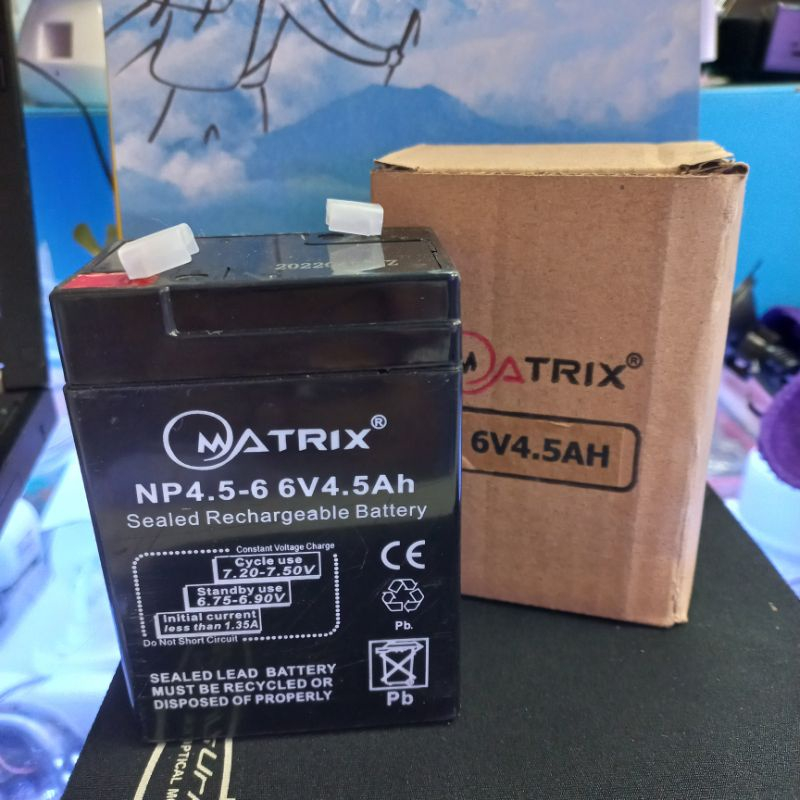 matrix-battery-6v-4-5ah-แบตเตอรี่สำรอง-แบตเตอรี่ทดแทนสำหรับรถเด็กเล่น-แบตเตอรี่แห้ง