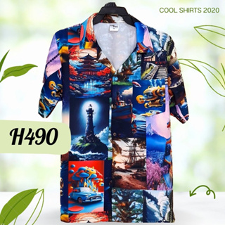 เสื้อฮาวาย พิมพ์ลายดิจิตอล ประภาคาร H490