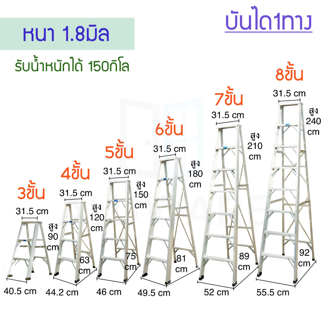 บันไดอลูมิเนียม-3-7ขั้น-หนา-1-8มิล-32a-บันได-อลูมิเนียม-บรรได-บันไดอะลูมิเนียม-อะลูมิเนียม-บันไดพับ-aluware-aw246