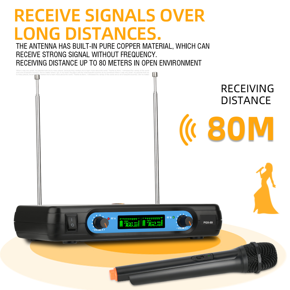 pgx-68ไมโครโฟนไร้สายหนึ่งลาก-2-2-ไมโครโฟนแบบใช้มือถือ-80m-รับระยะทาง-uhf-fm-ระบบไร้สาย-ktv-คอนเสิร์ตเวทีวงเล็บบาร์ข