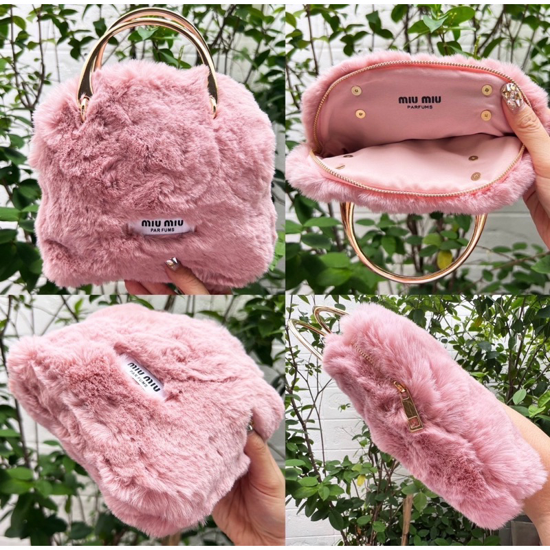 แท้-พร้อมส่ง-miu-miu-กระเป๋าขนนุ่ม-สายสะพายไข่มุข