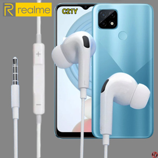 หูฟัง สมอลทอล์ค Realme In-Ear AUX 3.5 mm. เรียลมี อินเอียร์ เบสหนัก เสียงดี เล่น-หยุดเพลง-เพิ่ม-ลดระดับเสียง C21Y