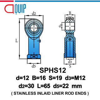 SPHS12 LDK M12 ลูกปืนตาเหลือก สแตนเลส ตัวเมีย ( STAINLESS INLAID LINER ...