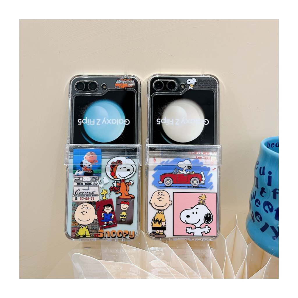 เคสโทรศัพท์มือถือ-samsung-galaxy-z-flip5-z-flip4-z-flip3-ลายการ์ตูน-snoopy-น่ารัก