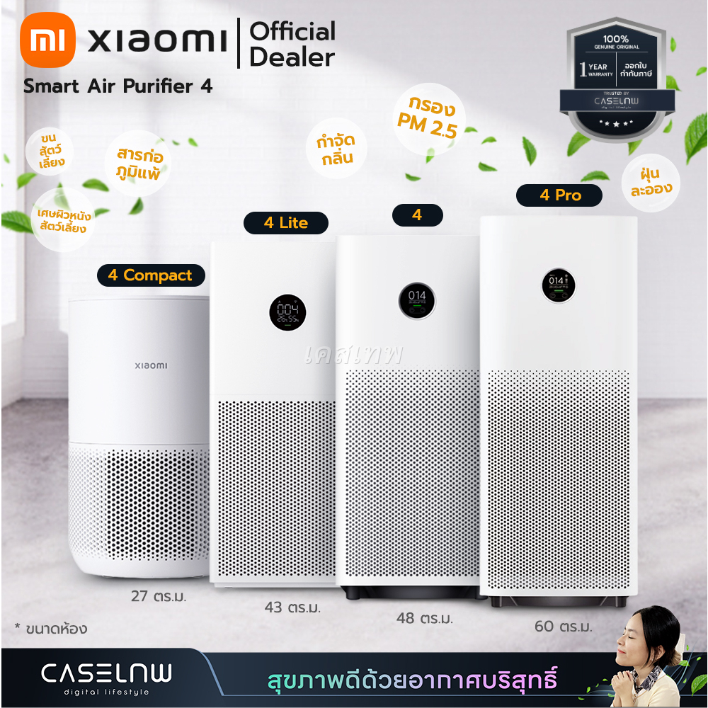 ใช้โค้ดลด-20-พร้อมส่ง-เครื่องฟอกอากาศ-xiaomi-smart-air-purifier-4-pro-4-4-lite-4-compact-ไส้กรองอากาศ