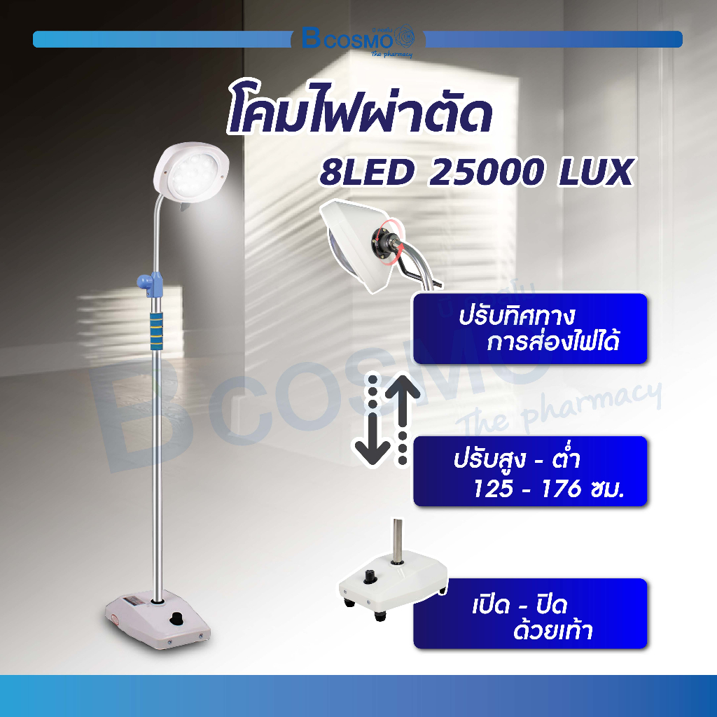 พร้อมส่ง-โคมไฟ-ผ่าตัด-led-ดวงใหญ่-8-ดวง-25000-lux-สว่าง-ประหยัดไฟ-โคมไฟหมอ-โคมไฟคลินิก-โรงพยาบาล-โคมไฟผ่าตัด