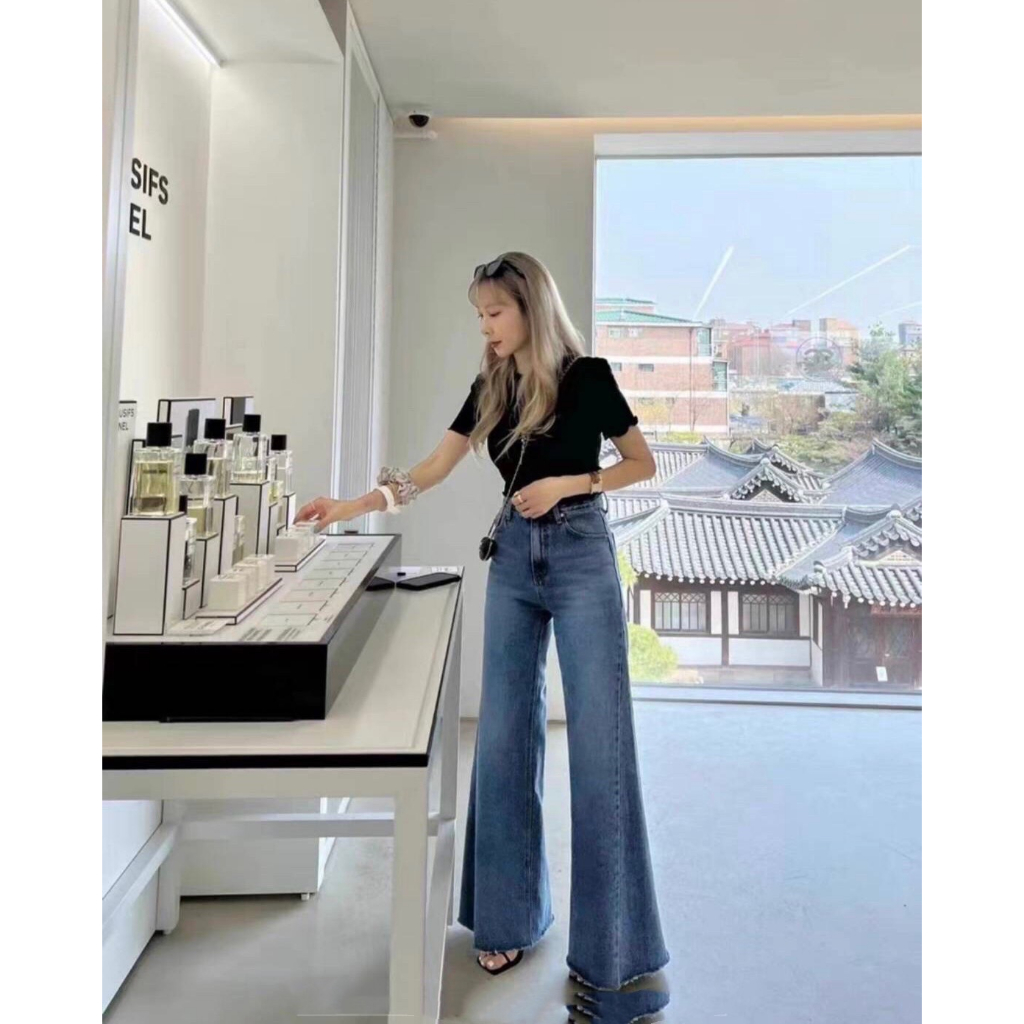 กางเกงขาแฟร์ผ้ายีนส์นิ่ม-เอวสูง-ผ้าดีมากกงานคุณภาพตึกเกาหลีค่ะ-ปลายขาตัดตรง-เป็นรุ่ยๆยิ่งใส่ยิ่งสวย