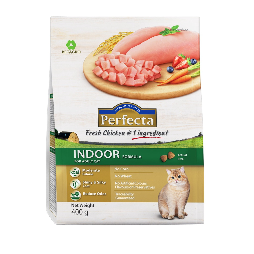 perfecta-อาหารแมวสำหรับแมวเลี้ยงในบ้าน-รสเนื้อไก่สดและมิกซ์เบอร์รี่