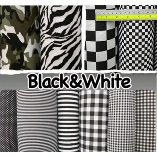 สินค้า ผ้าโทนสีดำขาว ผ้าพร๊อพ ผ้าเมตร ผ้าทีซีค๊อตต้อน หน้ากว้าง 44/45นิ้ว(110ซม.)