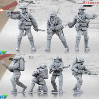 WWII Japanese NCOs -High quality and detailed 3d print miniature boardgame model war game
