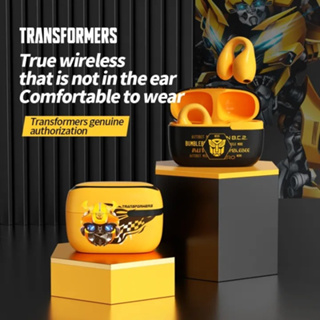 Transformers Bumblebee หูฟังบลูทูธแบบหนีบ TF-T05 บลูทูธ5.3 พกพาแบตเตอรี่อายุการใช้งานยาวนานพร้อมไมโครโฟนหูฟังลดเสียง