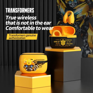 Transformers Bumblebee หูฟังบลูทูธแบบหนีบ TF-T05 บลูทูธ5.3 พกพาแบตเตอรี่อายุการใช้งานยาวนานพร้อมไมโครโฟนหูฟังลดเสียง