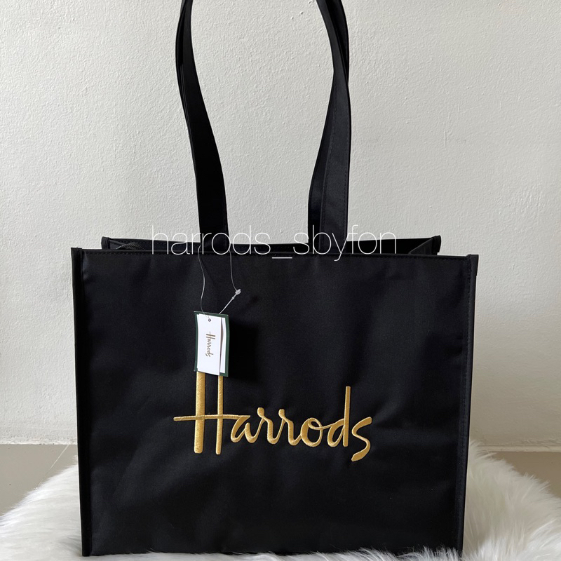 Harrods black cheap tote bag
