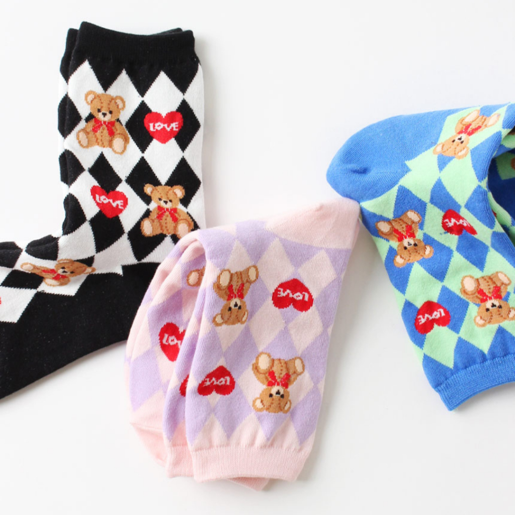 พิมพ์โค้ด-nov15n-ลด-15-chacha-socks-ถุงเท้าข้อยาว-heart-bear-แบรนด์-kikiya-socks-ถุงเท้านำเข้าจากเกาหลี-ถุงเท้าเกาหล