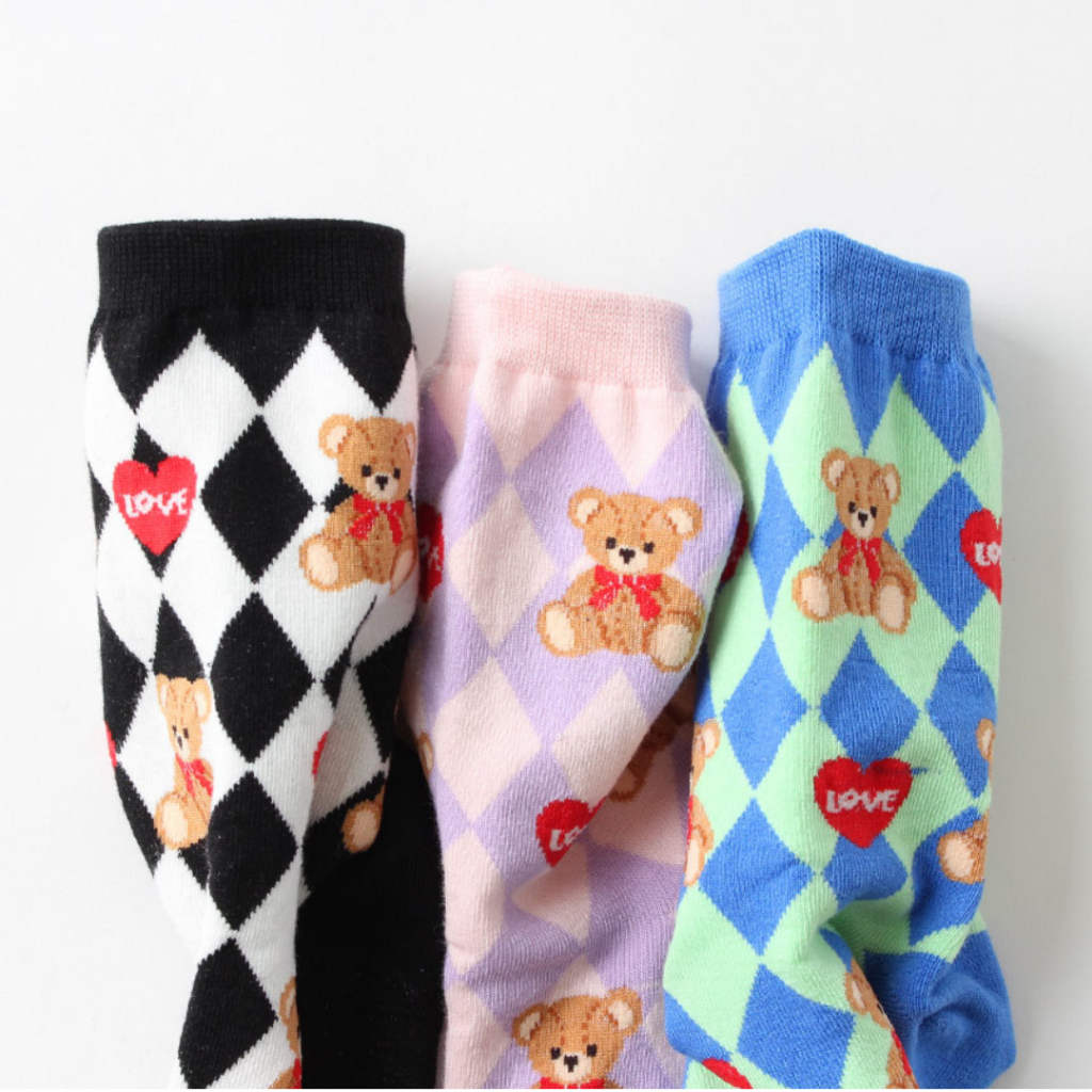 พิมพ์โค้ด-nov15n-ลด-15-chacha-socks-ถุงเท้าข้อยาว-heart-bear-แบรนด์-kikiya-socks-ถุงเท้านำเข้าจากเกาหลี-ถุงเท้าเกาหล