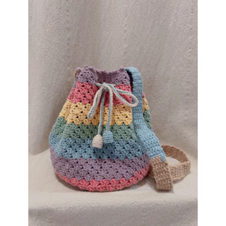 กระเป๋าถักไหมพรมทรงขนมจีบ Candy yarn bucket bag