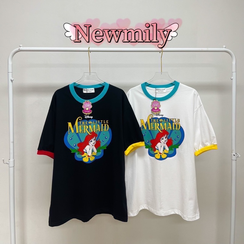 เสื้อยืด-oversize-newmily-เมอเมดกุ้นแขน-น่ารัก-คอตตอน100