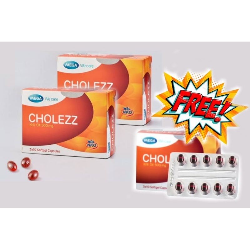 Cholezz (Krill Oil 500 mg.) Mega Wecare โคเลซซ์ (คริล ออยล์ ) โคเลซซ์ ...