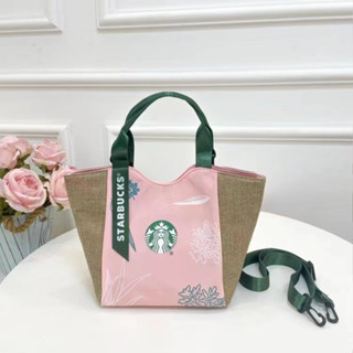 กระเป๋าสะพายแฟชั่นมูลค่าสูง Starbucks อเนกประสงค์แบบพกพาสบาย ๆ กระเป๋าอาหารกลางวันในแนวทแยงพกพาสะดวกเมื่อเดินทาง