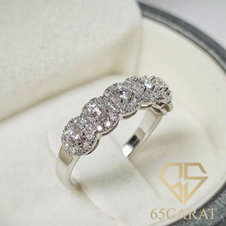 65Carat-  แหวน 6 กระจุก เพชรแท้น้ำ100 แหวนทองแท้ 9K  ราคาพิเศษจากโรงงานโดยตรง R82