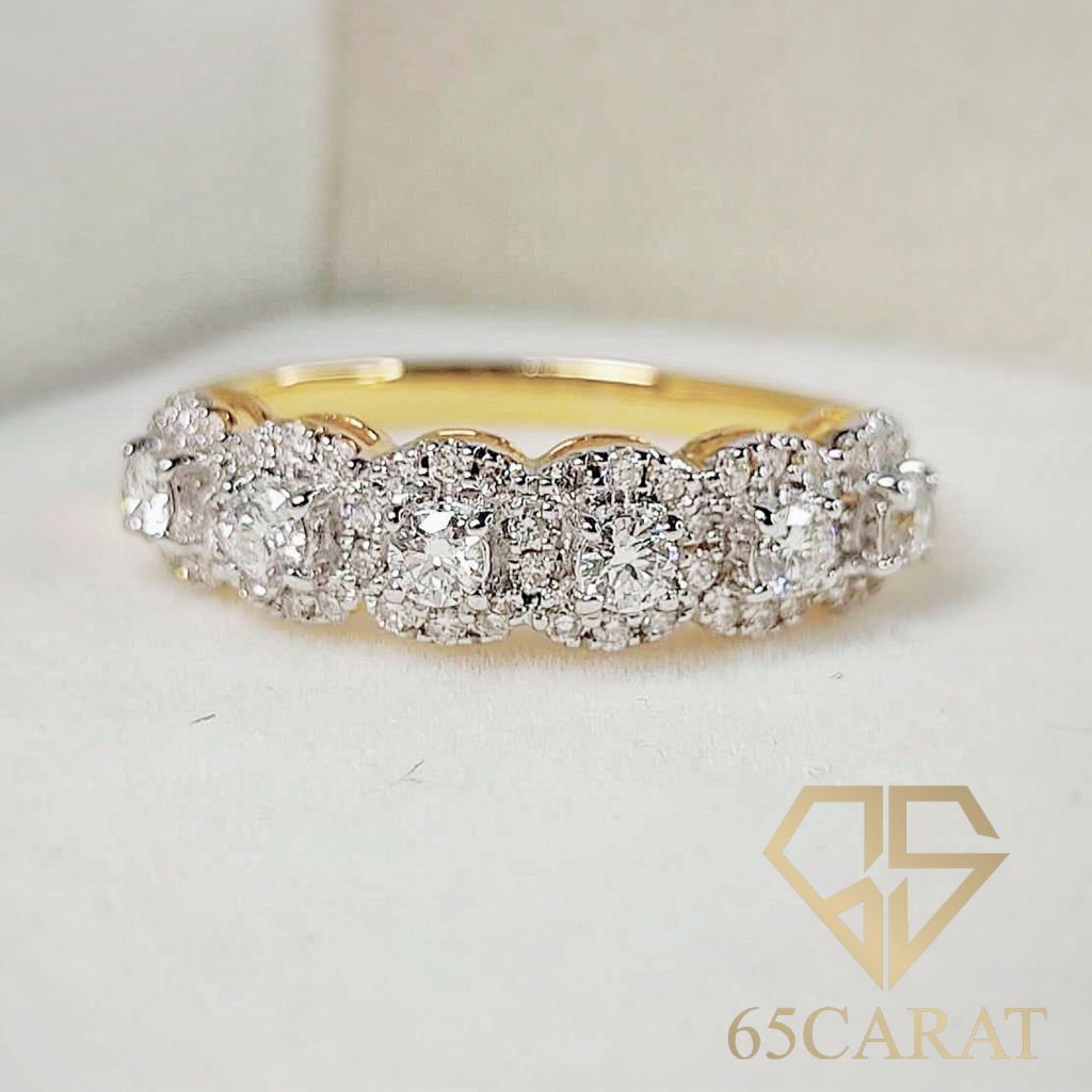 65carat-แหวน-6-กระจุก-เพชรแท้น้ำ100-แหวนทองแท้-9k-ราคาพิเศษจากโรงงานโดยตรง-r82