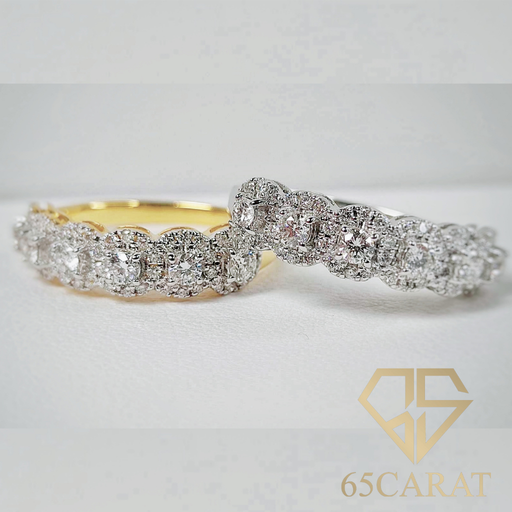 65carat-แหวน-6-กระจุก-เพชรแท้น้ำ100-แหวนทองแท้-9k-ราคาพิเศษจากโรงงานโดยตรง-r82