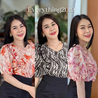 Everything2019 🌊 (1926) เสื้อคอยูระบายหน้าแขนศอก เสื้อทำงานใส่แล้วสวย ผ้าสบายไม่ร้อน