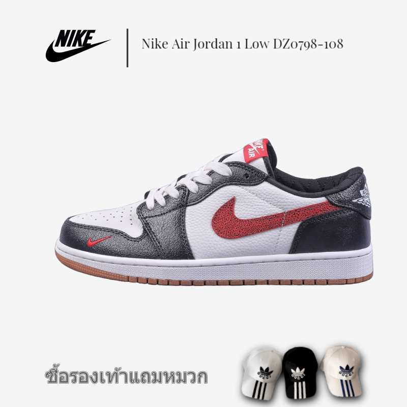 nike-air-jordan-1-low-ขาว-ดำ-แดง-aj1-รองเท้ากีฬาลำลองแบบย้อนยุคทางวัฒนธรรม-dz0798-108