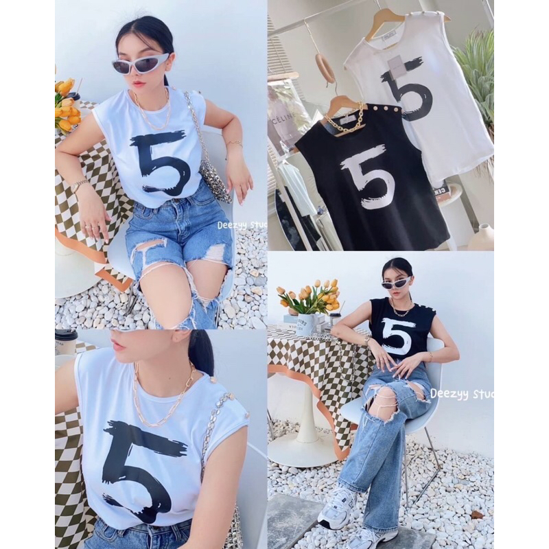 fk-เสื้อแขนกุด-เสริมบ่า-แต่ง-กระดุม-ทอง-ลายเฮง-เลข-5-แมทง่าย-มินิมอล-สุดๆ