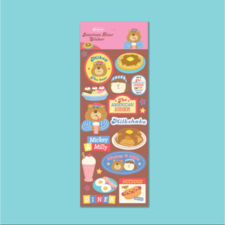 Bringhome Mickey &amp; Milly’s American Diner Sticker สติ๊กเกอร์ไดคัทติดตกแต่ง ลาย American diner กันน้ำ