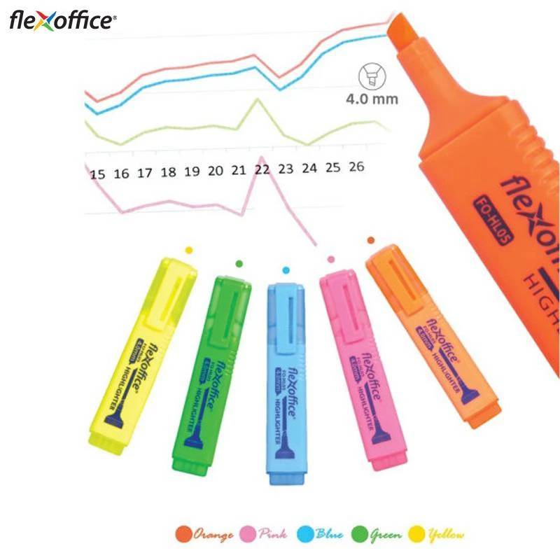 ยกกระปุก-flexoffice-ปากกาเน้นข้อความ-ขนาด-4-0mm-ปากกาไฮไลท์-รุ่น-fo-hl05-highlighter-12แท่ง-กระปุก-พร้อมส่ง