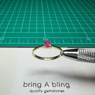 แหวนพลอย พิงค์แซฟไฟร์(pink sapphire ) 0.25 ct แหวนsize 55 ตัวเรือนเงิน 925 ชุบทองคำ18k