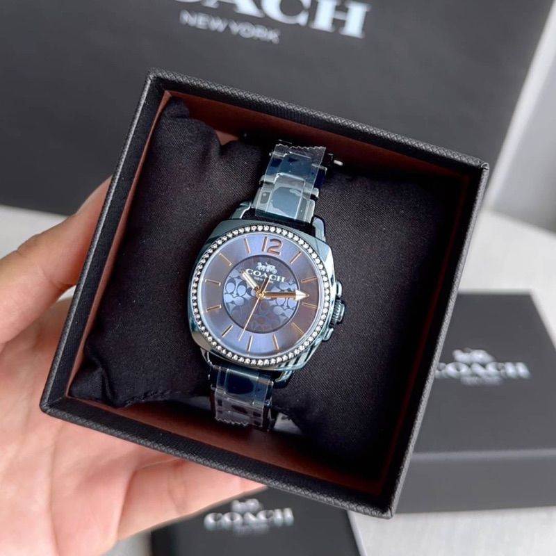 ผ่อน0-นาฬิกา-coach-boyfriend-womens-watch-34mm-14503985-สีน้ำเงิน-หน้าปัดล้อมคริสตัล