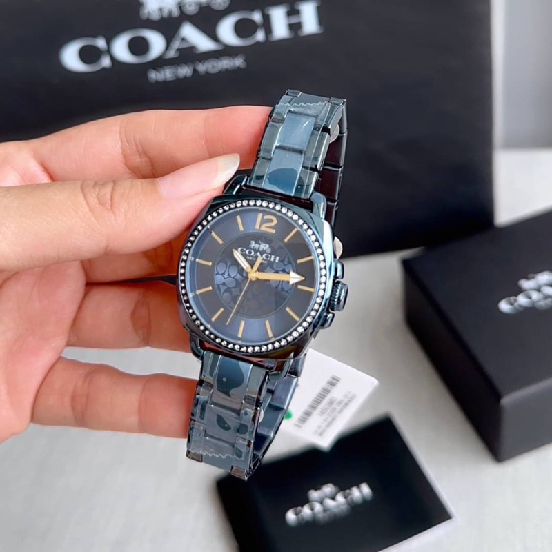 ผ่อน0-นาฬิกา-coach-boyfriend-womens-watch-34mm-14503985-สีน้ำเงิน-หน้าปัดล้อมคริสตัล