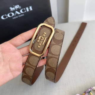 เข็มขัด   Coach Morgan Rectangle Buckle Belt CE971 ขนาดกว้าง 25 Mm ลายซีสีน้ำตาล ไซส์ S