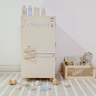 BB-STORE 👦🏻 ตู้เย็นไม้ Style Minimal 🫶🏻 พร้อมอุปกรณ์ครบเซ็ต ⭐️ สีเอิร์ธโทน น่ารักมากค่า 🤎 ตู้เย็นเด็ก