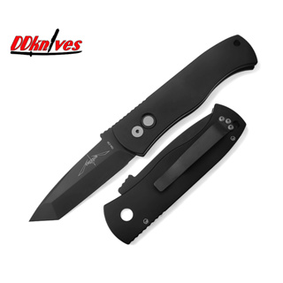 มีดออโต้ Pro-Tech Emerson CQC7 AUTO Knife 154CM Black DLC Blade, Black Aluminum Handles (E7T03)