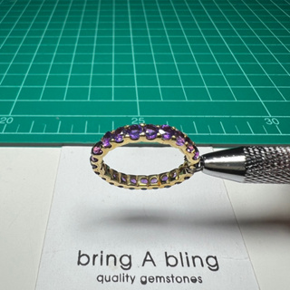 แหวนพลอย อเมทิสต์(amethyst) บราซิล ขนาด 3 มม แหวนsize 56 ตัวเรือนเงิน 925 ชุบทองคำ18k