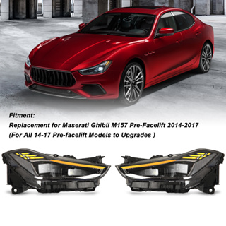 ALABAMAR อัพเกรดไฟหน้าแบบ Full LED แบบ Adaptive Matrix ใหม่สำหรับ Maserati Ghibli M157 Pre-Facelift 2014-2017
