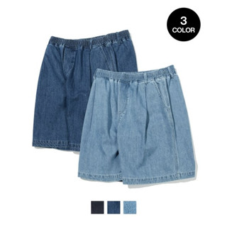 ALAND กางเกงขาสั้น CODEGRAPHY DEEP ONE-TUCK BERMUDA DENIM SHORTS