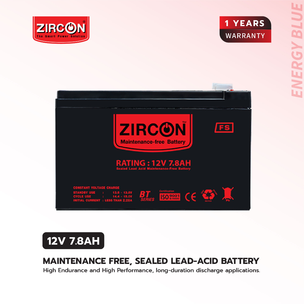 battery-12v-7-8ah-zircon-ของแท้-พร้อมใช้งาน-รับประกัน-1-ปี