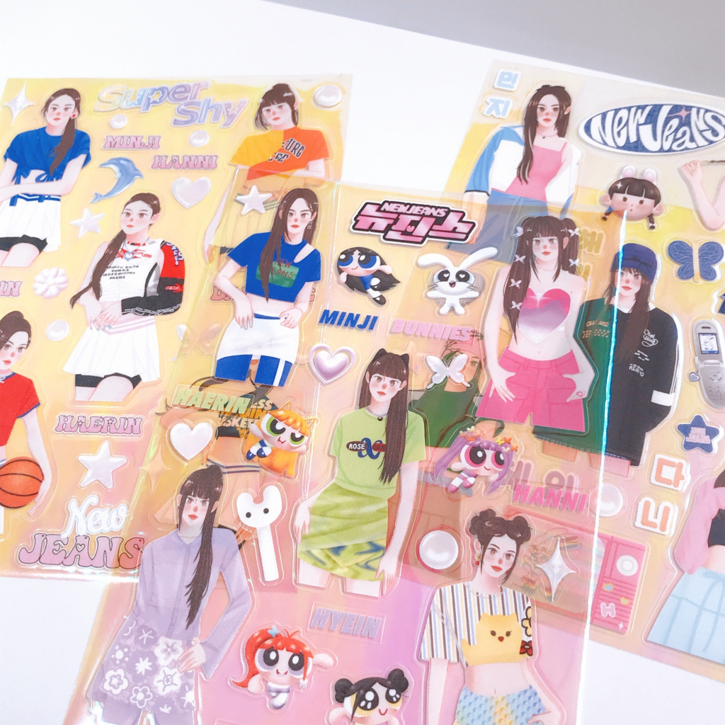 (พร้อมส่ง) สติกเกอร์ นิวจีนส์ ลายใหม่ newjeans sticker กันน้ำ เนื้อโลโล ...