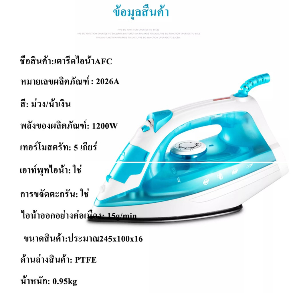 เตารีดไอน้ำ-เตารีดไฟฟ้า-กำลังไฟ1-200-วัตต์-ปรับได้5ระดับ-ราคาถูกสุดๆ-เตารีดไอน้ำพกพา-steam-iron-เตารีด