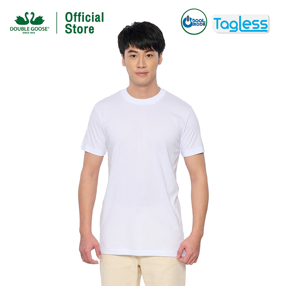 ห่านคู่-เสื้อยืดผู้ชาย-คอกลม-สีขาว-รุ่น-relax-fit-ไร้ตะเข็บข้าง-แพค-3-ตัว