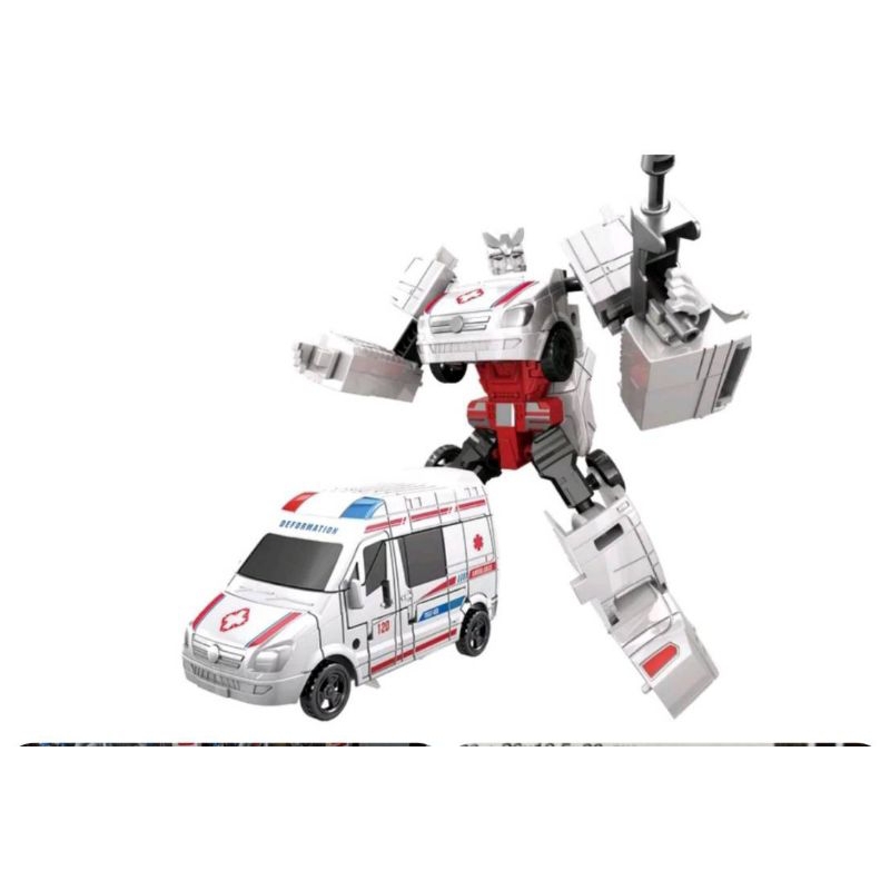 ของเล่นเด็ก-รถพยาบาลหุ่นยนต์แปรงร่างเป็นรถพยาบาล