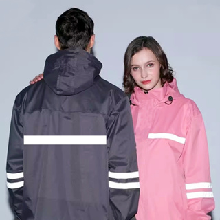 เสื้อกันฝน มีแถบสะท้อนแสง  ชุดกันฝน ขี่ มอเตอร์ไซค์ New Fashion Raincoat กันน้ํา เสื้อกันฝน แบบ หนา