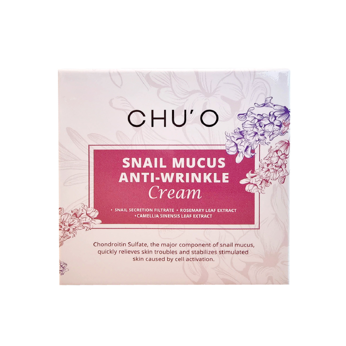 chu-o-snail-mucus-anti-wrinkle-cream-ครีมเมือกหอยทาก-30-มล-5-ชิ้น-แถมเพิ่ม-กระเป๋าถือผ้าแคนวาส-ลายดอกไม้-1-ชิ้น